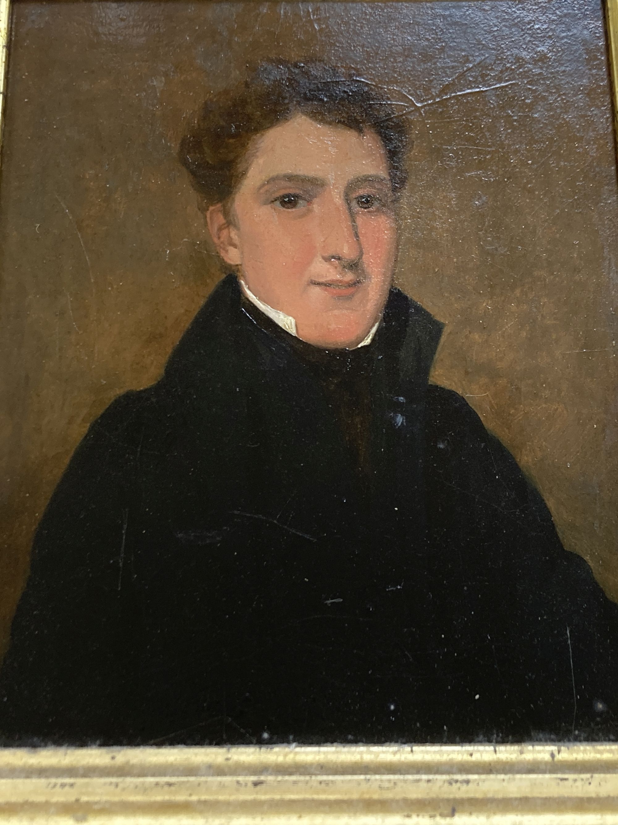 Early 19th century English School, three oils on artist board, Portraits of gentleman, 20 x 16.5cm